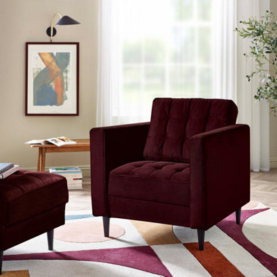 Furniturebox Uk Jenna Maroon Velvet Armchair from B&Q