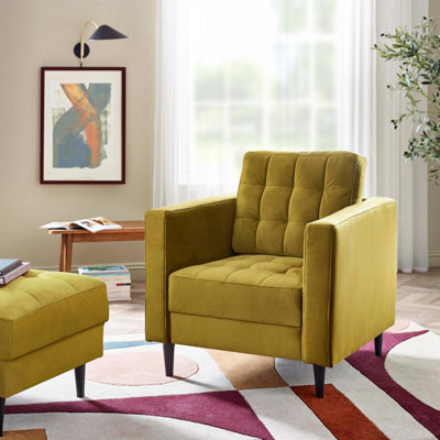 Furniturebox Uk Jenna Mustard Yellow Velvet Armchair from B&Q