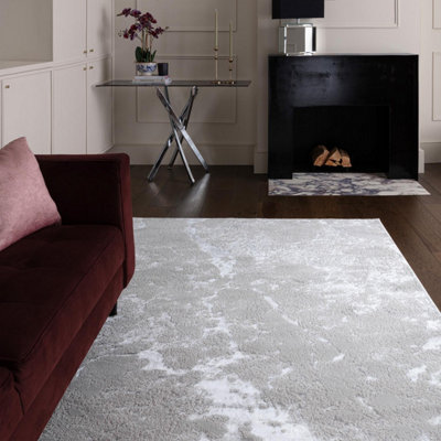 Furniturebox Uk Elysia Metallic Silver Lustre Rug 120X170 from B&Q