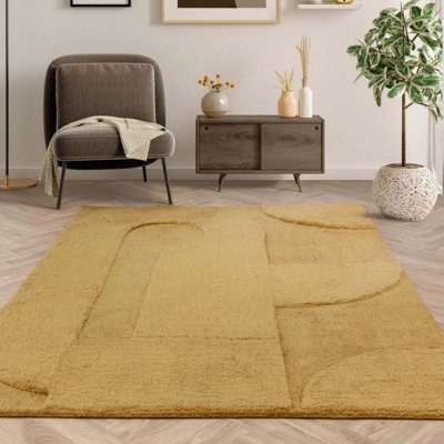 Furniturebox Uk Rift Mustard Yellow Carved Arches Rug 120X170 from B&Q