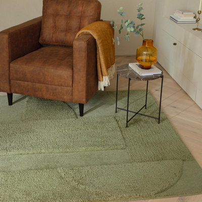 Furniturebox Uk Rift Green Carved Arches Rug 120X170 from B&Q