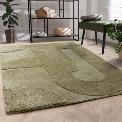 Furniturebox Uk Rift Green Carved Arches Rug 160X230 from B&Q