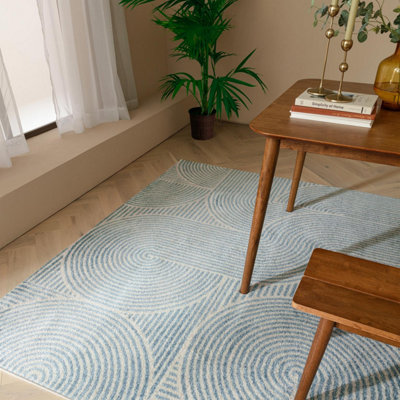 Furniturebox Uk Swirl Blue Rug 120X170 from B&Q