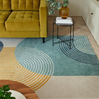 Furniturebox Uk Retro Blue & Yellow Arches Rug 160X230 from B&Q