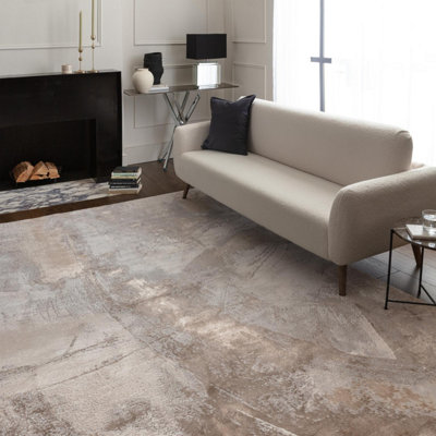 Furniturebox Uk Zephyr Beige Metallic Lustre Rug 200X290 from B&Q