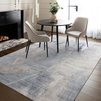 Furniturebox Uk Zephyr Blue Metallic Lustre Rug 120X170 from B&Q