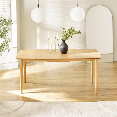 B&Q -  Uk Leif Rectangular Oak Veneer Wood Large Extending 6-8 Seater Dining Table