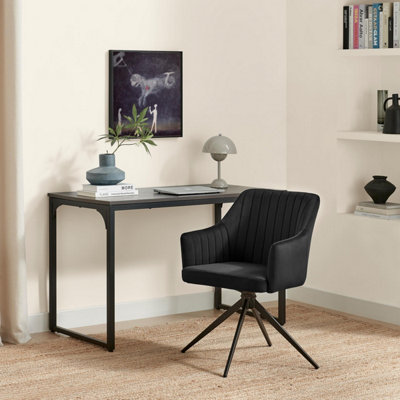 B&Q -  Uk Calla Black Velvet Swivel Office Chair