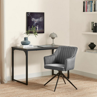 B&Q -  Uk Calla Grey Velvet Swivel Office Chair