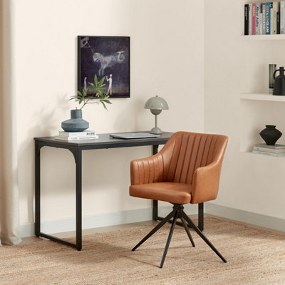B&Q -  Uk Calla Tan Faux Leather Swivel Office Chair