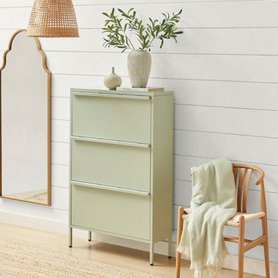 Furniturebox Uk Eira Metal Storage Shoe Cabinet - Green - Image 5