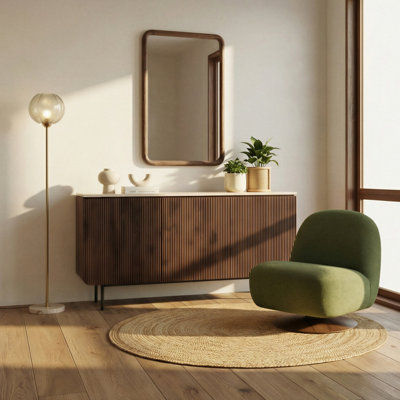 Furniturebox Uk Penrose Walnut And Cream Marble Effect Sideboard from B&Q