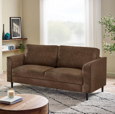 B&Q -  Uk Logan Brown Faux Leather 3 Seater Sofa