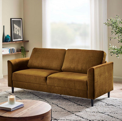 B&Q -  Uk Logan Amber Orange Fabric 3 Seater Sofa