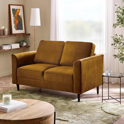 B&Q -  Uk Logan Amber Orange Fabric 2 Seater Sofa