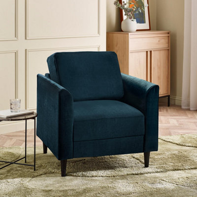 B&Q -  Uk Logan Ocean Blue Fabric Armchair