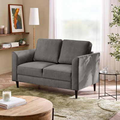 B&Q -  Uk Logan Silver Grey Fabric 2 Seater Sofa