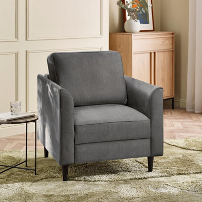 B&Q -  Uk Logan Silver Grey Fabric Armchair