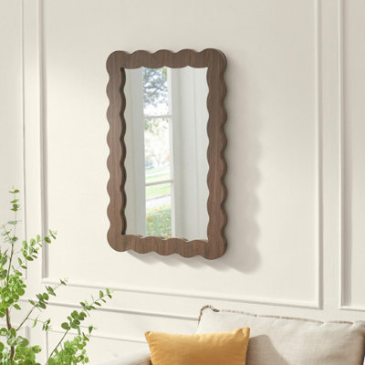 Furniturebox Uk Wiggle Walnut Wood Medium Rectangle 90X60Cm Wall Mirror from B&Q