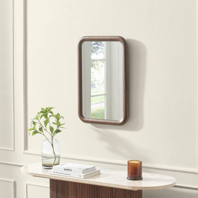 B&Q -  Uk Line Walnut Wood Medium Rectangle 60X40Cm Wall Mirror