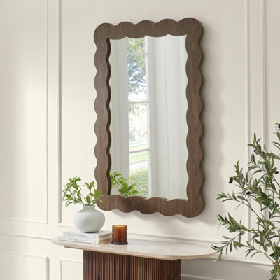 Furniturebox Uk Wiggle Walnut Wood Long Rectangle 120X80Cm Wall Mirror from B&Q
