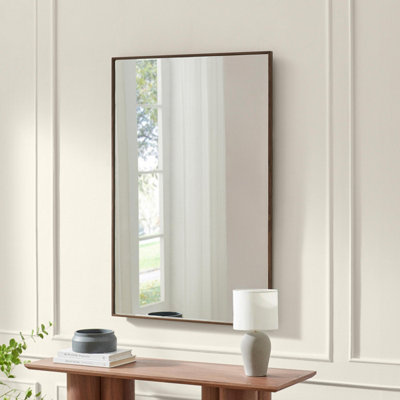 Furniturebox Uk Inga Walnut Wood Long Rectangle 120X80Cm Wall Mirror from B&Q