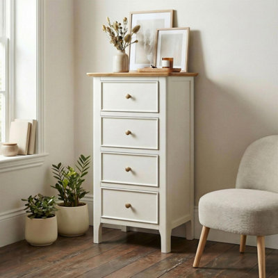 Furniturebox Uk Belle Oak Wood And Cream Tallboy Chest Of Drawers from B&Q