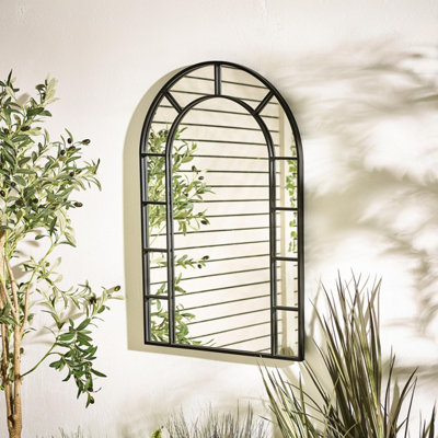 Furniturebox Uk Winona Black Large Arched Window 90X60Cm Garden Mirror from B&Q