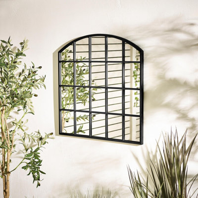 Furniturebox Uk Hinton Black Medium Arched Window 70X70Cm Garden Mirror from B&Q