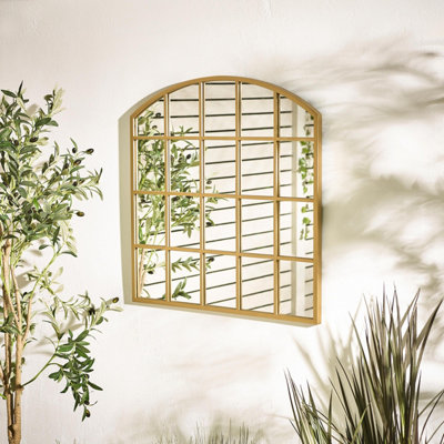 Furniturebox Uk Hinton Gold Medium Arched Window 70X70Cm Garden Mirror from B&Q