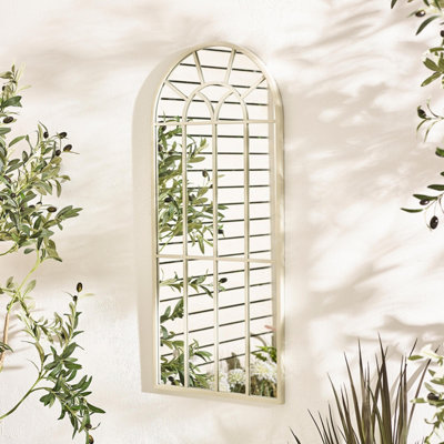 Furniturebox Uk Somerset Cream Medium Arched Window 90X40Cm Garden Mirror from B&Q
