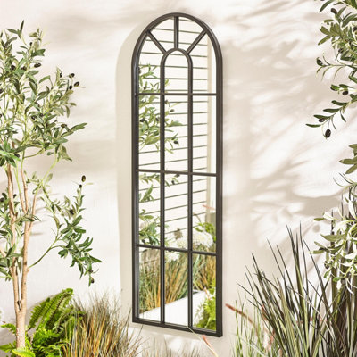 Furniturebox Uk Harris Black Large Arched Window 120X40Cm Garden Mirror from B&Q