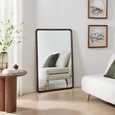 Furniturebox Uk Rowena Walnut Wood Large 120X80Cm Rectangle Wall Mirror from B&Q