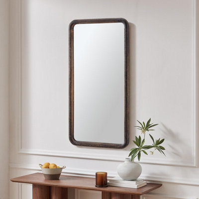 Furniturebox Uk Rowena Walnut Wood Small 80X40Cm Rectangle Wall Mirror from B&Q