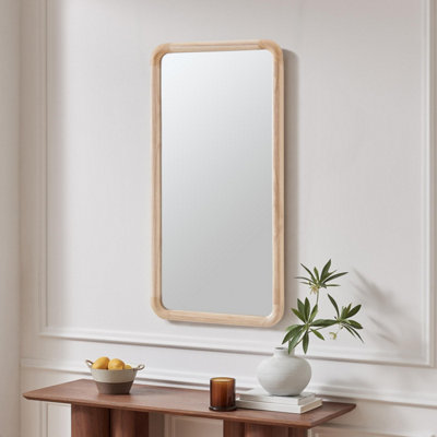 Furniturebox Uk Rowena Oak Wood Small 80X40Cm Rectangle Wall Mirror from B&Q