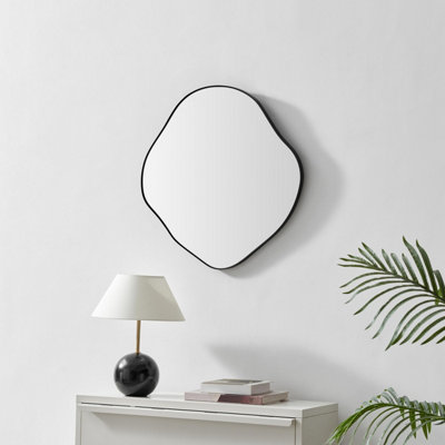 B&Q -  Uk Vita Black Metal Small 60X60Cm Pebble Shape Wall Mirror