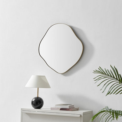B&Q -  Uk Vita Gold Metal Small 60X60Cm Pebble Shape Wall Mirror