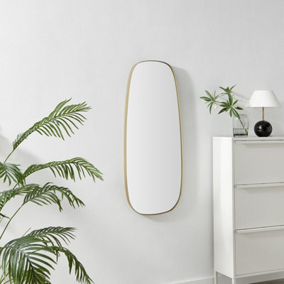 B&Q -  Uk Elodie Gold Metal Large 120X50 Pebble Shape Wall Mirror