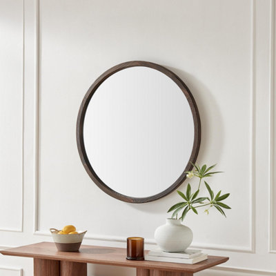 FurnitureboxUK Judith Walnut Wood Medium 80x80cm Round Wall Mirror - Image 5