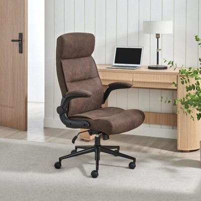 B&Q -  Uk Greer Brown Faux Leather Executive Swivel Office Chair