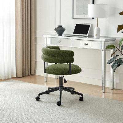 B&Q -  Uk Estelle Green Fabric Swivel Office Chair
