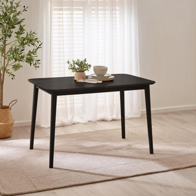 B&Q -  Uk Lynton Rectangular Black Solid Wood 4 Seater Dining Table