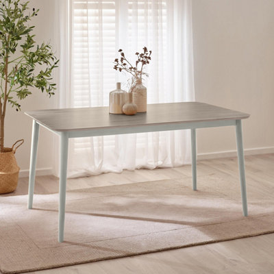B&Q -  Uk Lynton Rectangular White & Grey Wood 6 Seater Dining Table