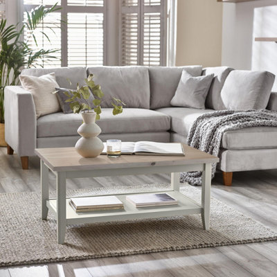 Furniturebox Light/Grey Uk Eden Rectangular Whitewashed & Coffee Table B&Q