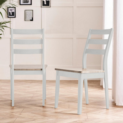B&Q -  Uk 2X Lynton Whitewash & Light Grey Wooden Dining Chairs