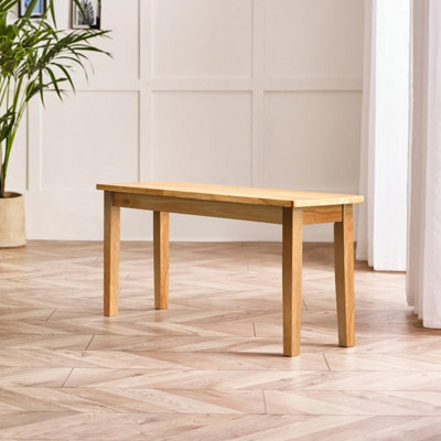 B&Q -  Uk Tenby Oak Effect Solid Wood Small Dining Bench