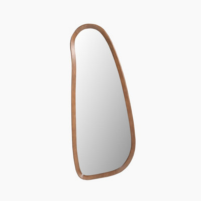 B&Q -  Uk Yomi Walnut Wood Large 120X50Cm Pebble Wall Mirror