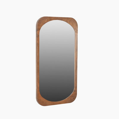 B&Q -  Uk Finley Walnut Wood Medium Rectangle 90X50Cm Wall Mirror