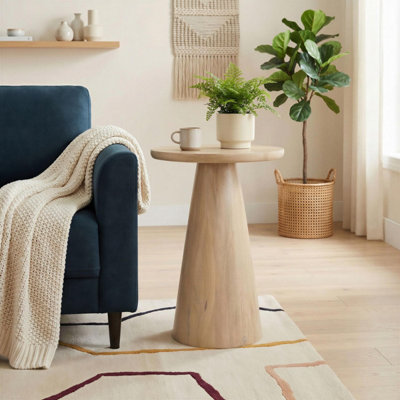 B&Q -  Uk Axis Round White Oak Wood Side Table