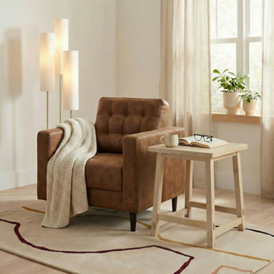 B&Q -  Uk Rockies Square White Oak Wood Side Table